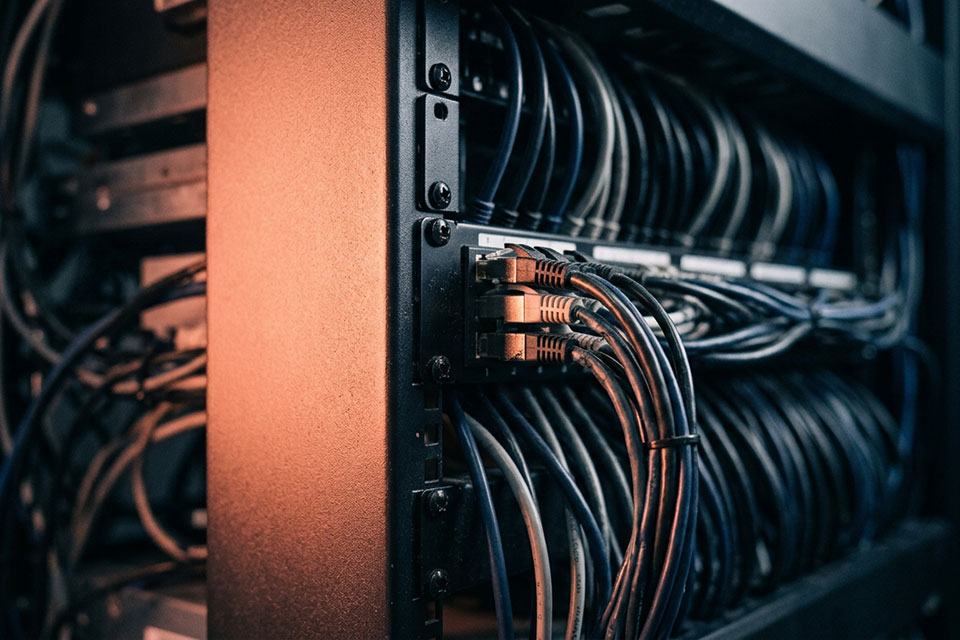Close up of data cables